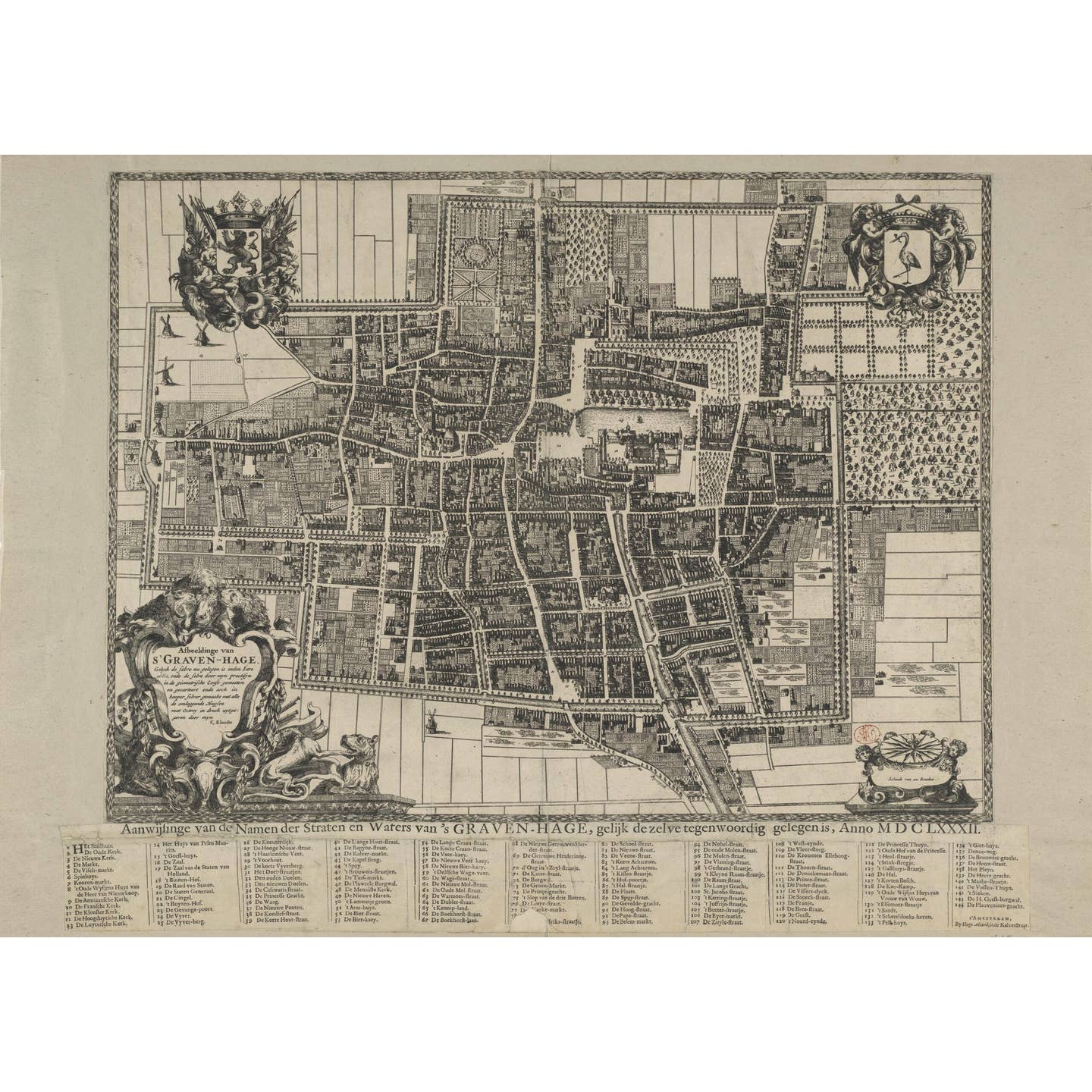 Historische Kaart Den Haag 1666 – Stadsplattegrond door Cornelis Elandts | Gouden Eeuw