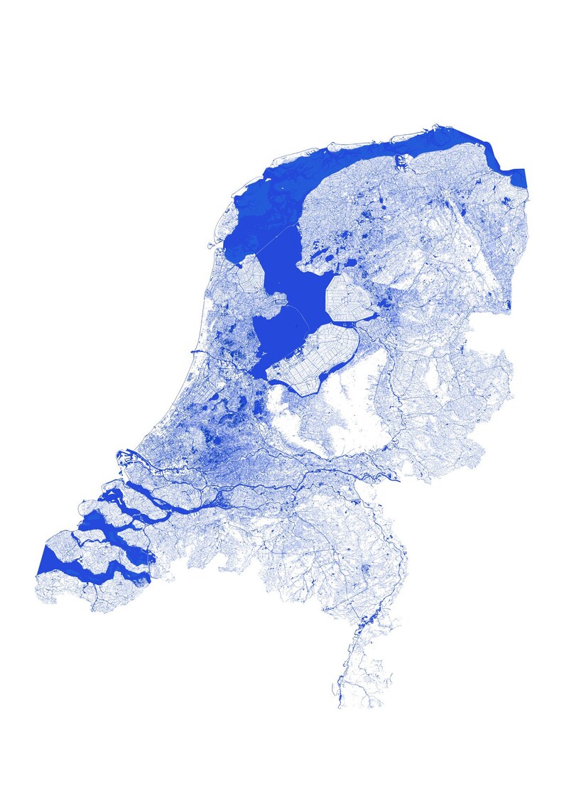 Nederland Waterkaart – Digitale download in ultrahoge resolutie