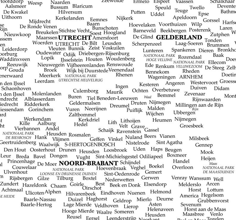 Typografische Nederland Kaart – Digitale Download