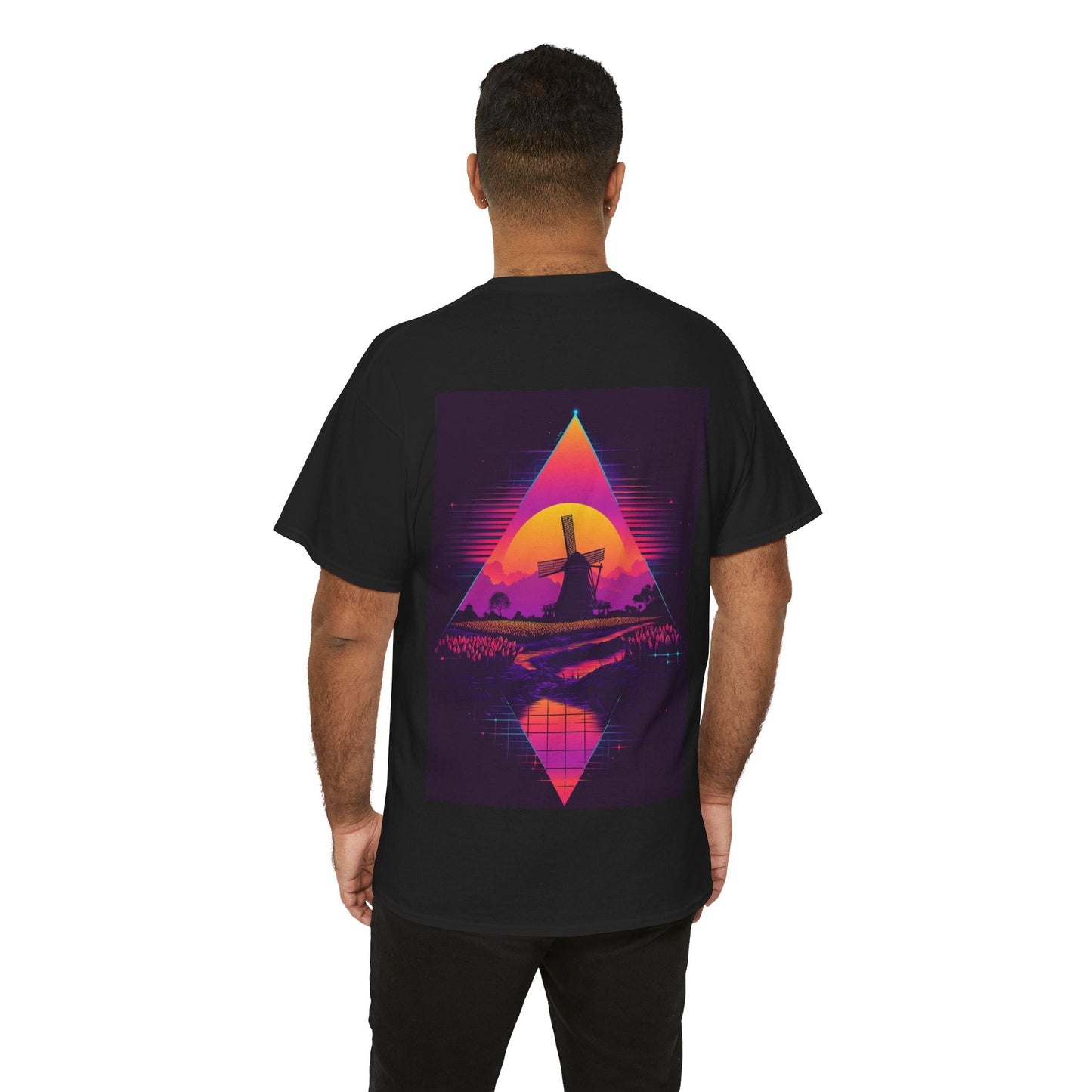 TDA Retro Sunset T-shirt - Zwart / S - T-Shirt
