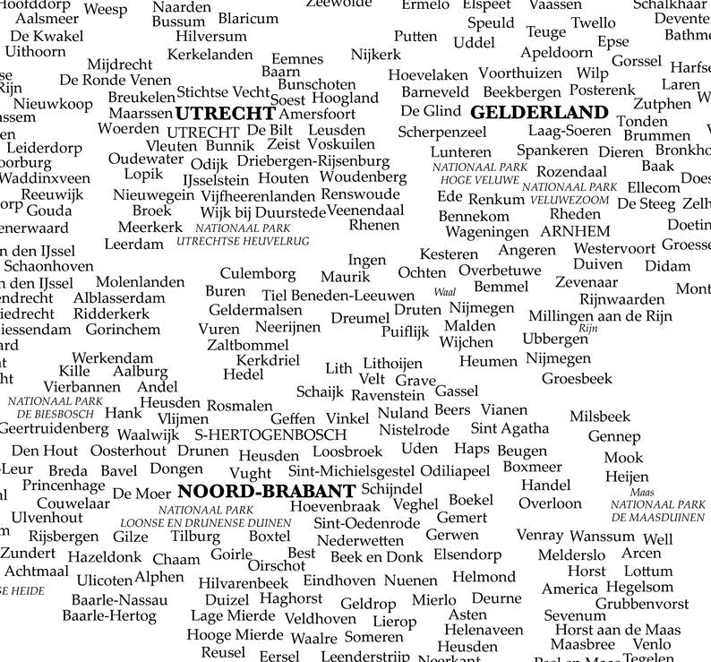 Typografische Nederland Kaart – Digitale Download