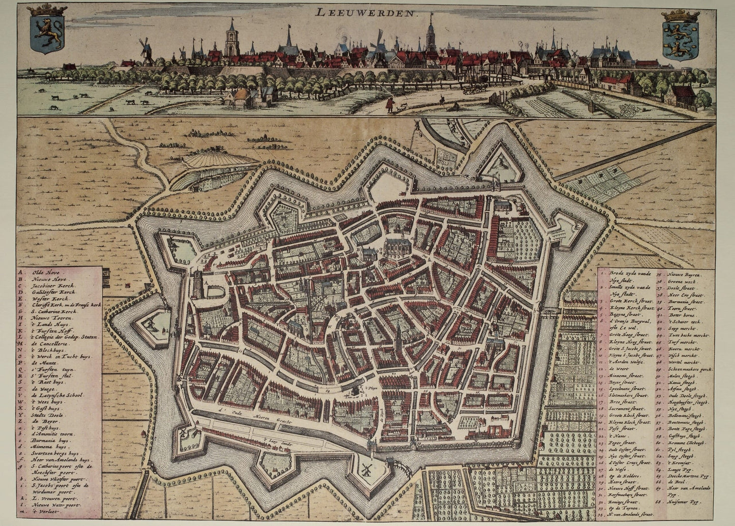 Historische Kaart Leeuwarden 1664 – Stadsplattegrond uit de Gouden Eeuw | Friesland