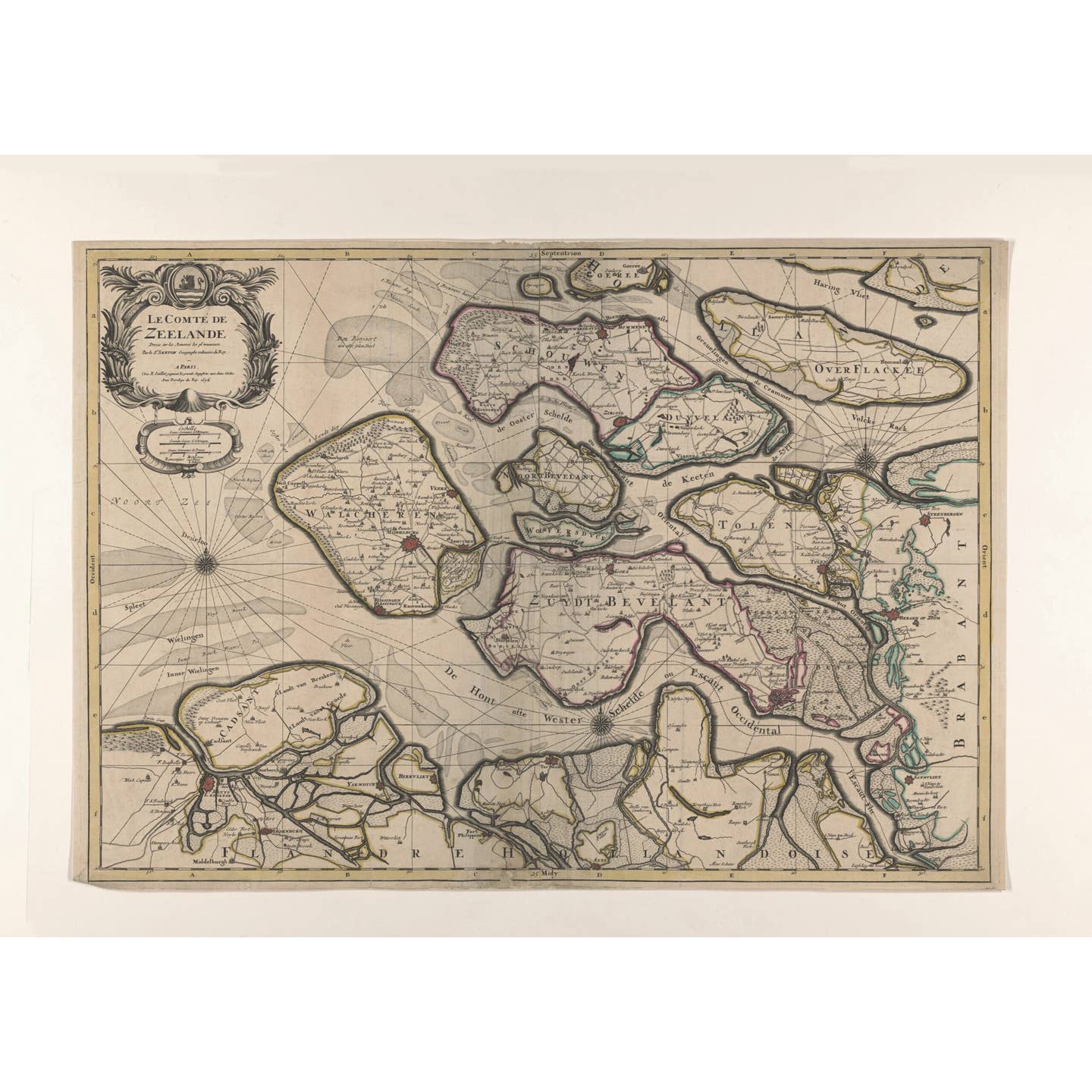 Historische Kaart Zeeland 1696 – Oude Provinciekaart met Eilanden | Gouden Eeuw