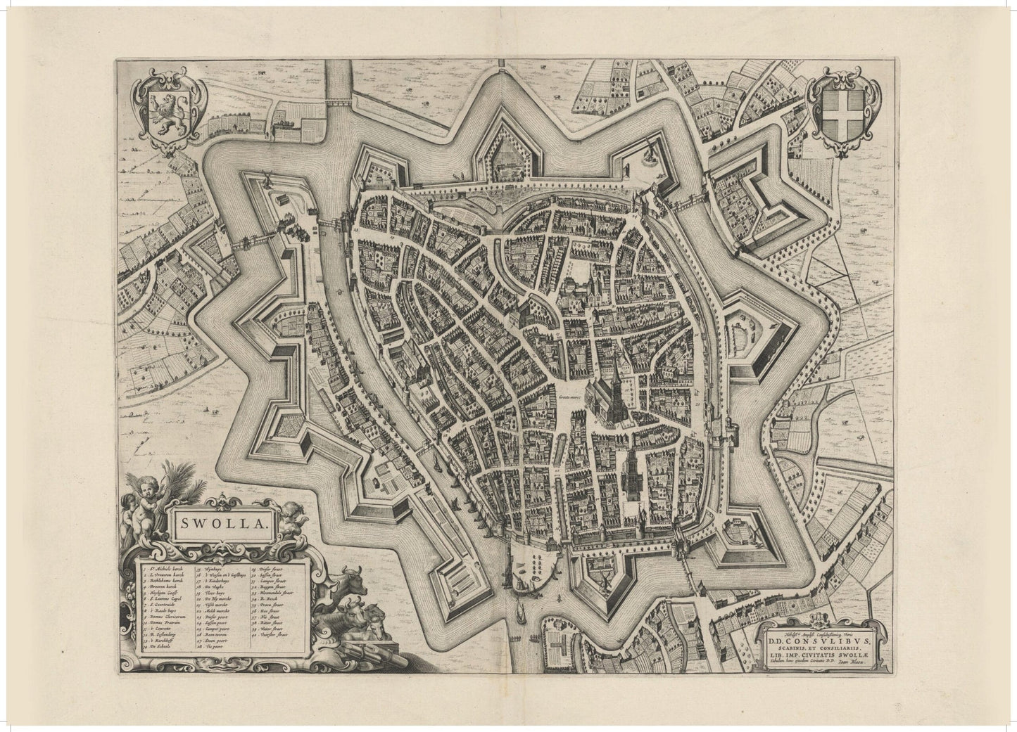 Historische Kaart Zwolle 1652 – Stadsplattegrond Swolla | Blaeu Gouden Eeuw