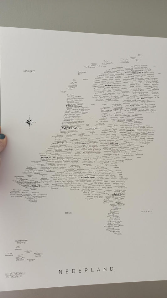 Typografische Nederland Kaart – Digitale Download