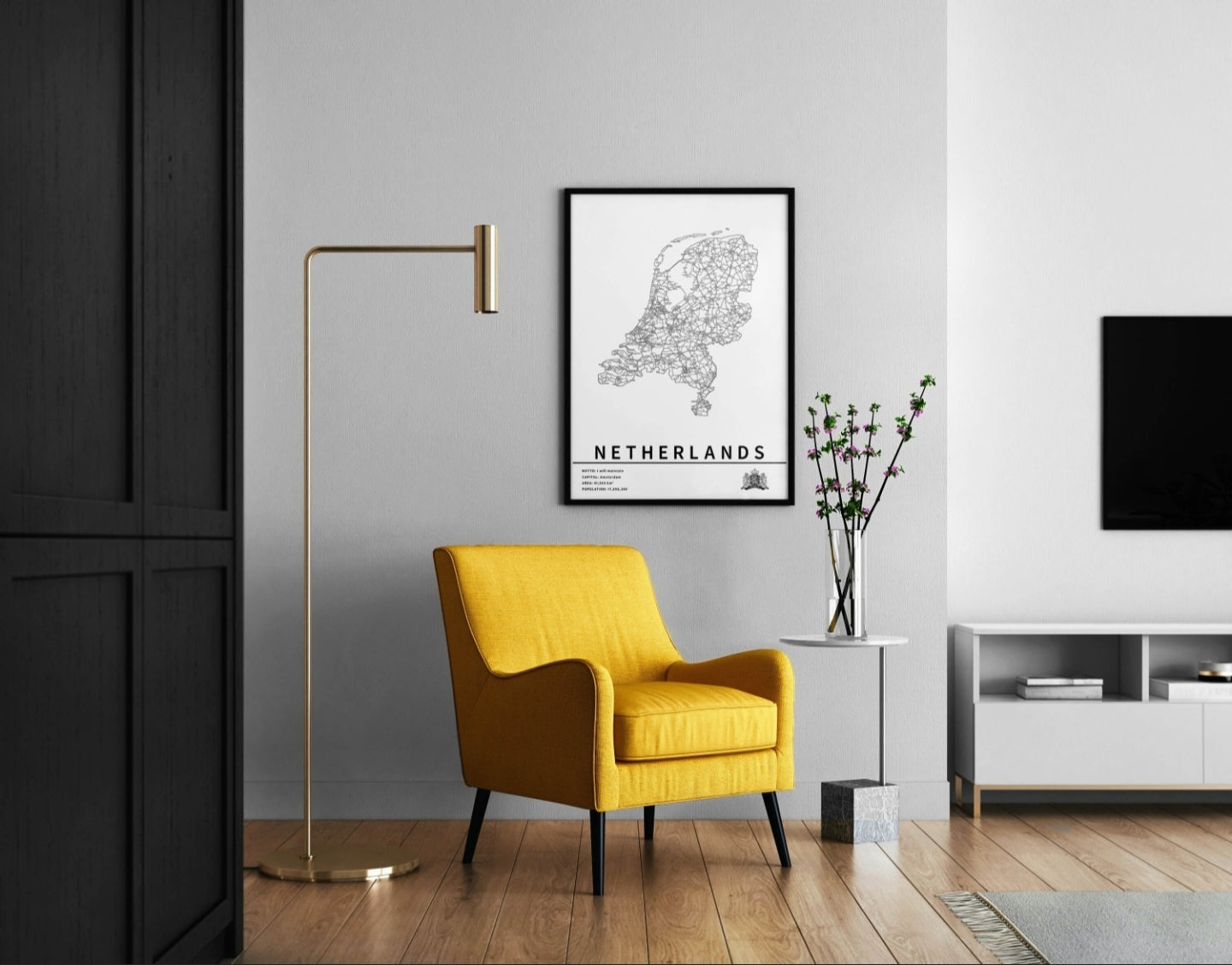Kaart van Nederland met stadsnamen en wegen – Digitale download⁵