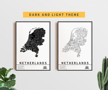 Kaart van Nederland met stadsnamen en wegen – Digitale download⁵