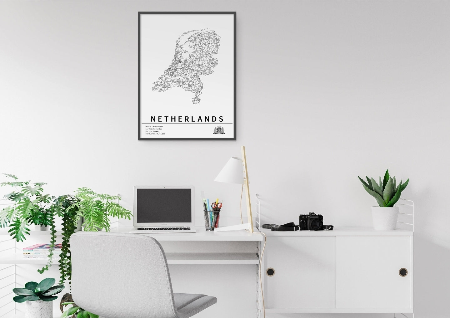 Kaart van Nederland met stadsnamen en wegen – Digitale download⁵