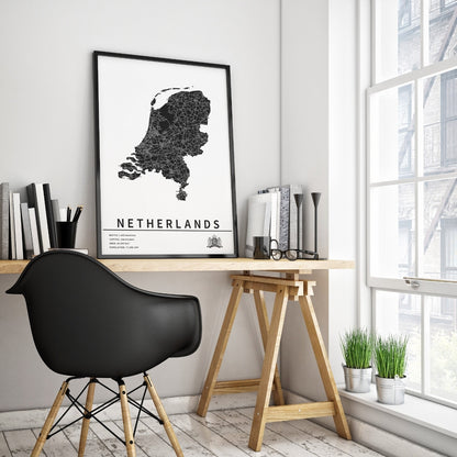 Kaart van Nederland met stadsnamen en wegen – Digitale download⁵
