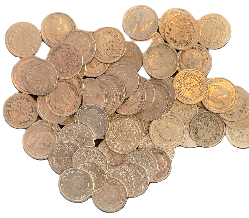 zilveren 5 cent Willem III (diverse jaartallen) “Het kleinste Nederlandse muntje”