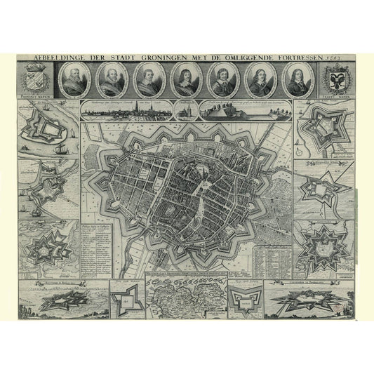 Historische Kaart Groningen 1652 – Stadsplattegrond met Fortressen | Egbert Haubois