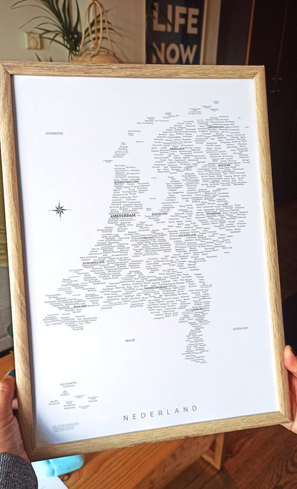 Typografische Nederland Kaart – Digitale Download