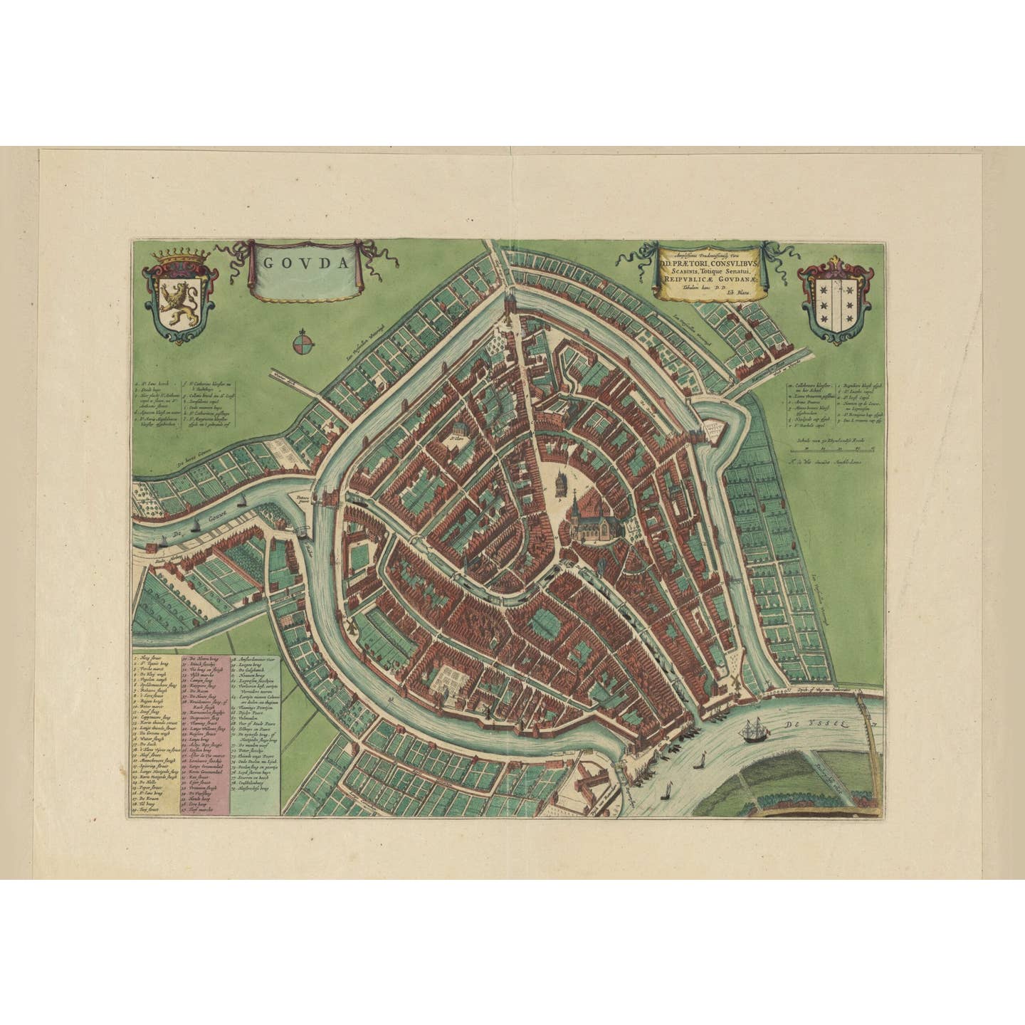 Historische Kaart Gouda 1652 – Oude Stadsplattegrond uit de Gouden Eeuw | Blaeu