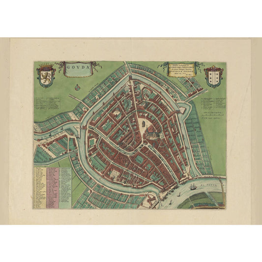 Historische Kaart Gouda 1652 – Oude Stadsplattegrond uit de Gouden Eeuw | Blaeu