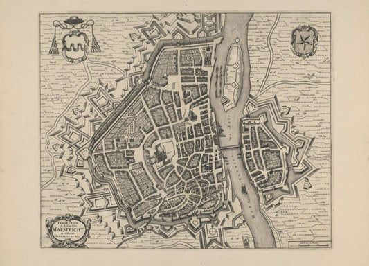 Historische Kaart Maastricht ca. 1700 – Stadsplattegrond in Vogelvlucht | Gouden Eeuw