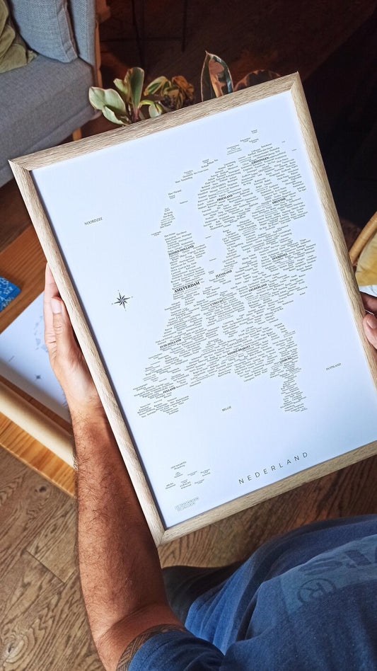 Typografische Nederland Kaart – Digitale Download