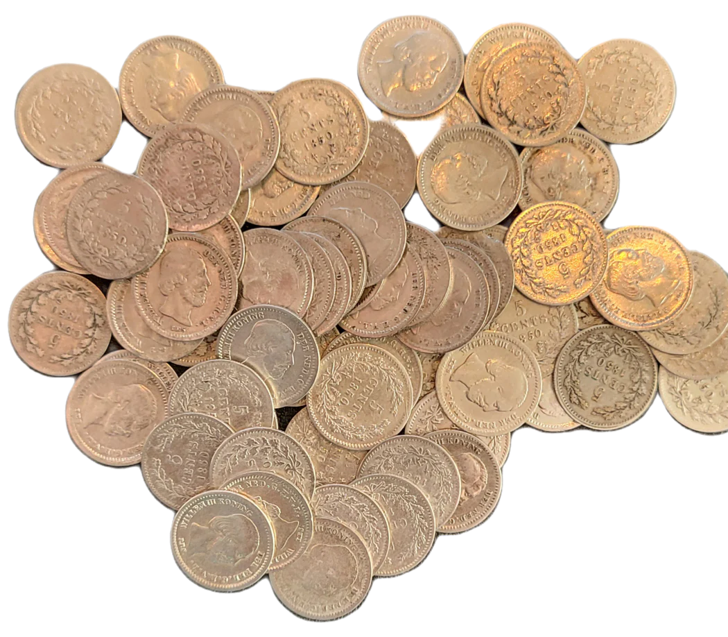 zilveren 5 cent Willem III (diverse jaartallen) “Het kleinste Nederlandse muntje”